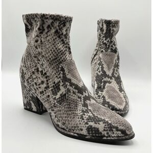 MARC FISHER Leave Ankle‎ Bootie Women's Size 7.5 M Snake Print Suede Block Heel